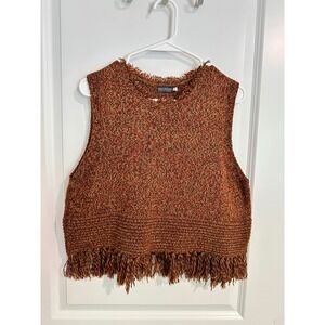 Earthbound Trading Co. Fringe Sweater Sleeveless Knit Top XL